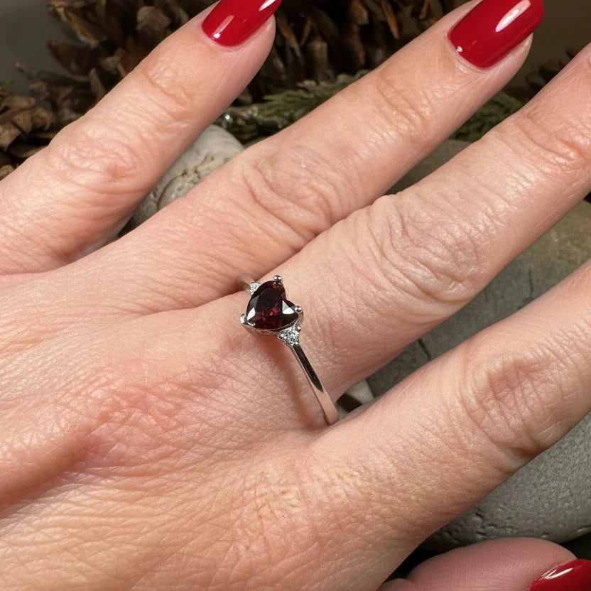 Garnet Love Heart Ring | Ring | Wiccan Center