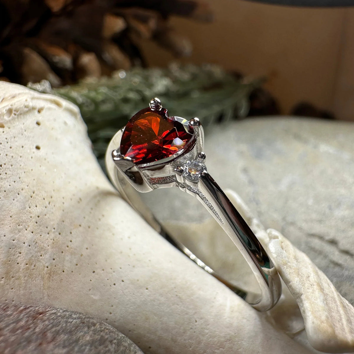 Garnet Love Heart Ring | Ring | Wiccan Center