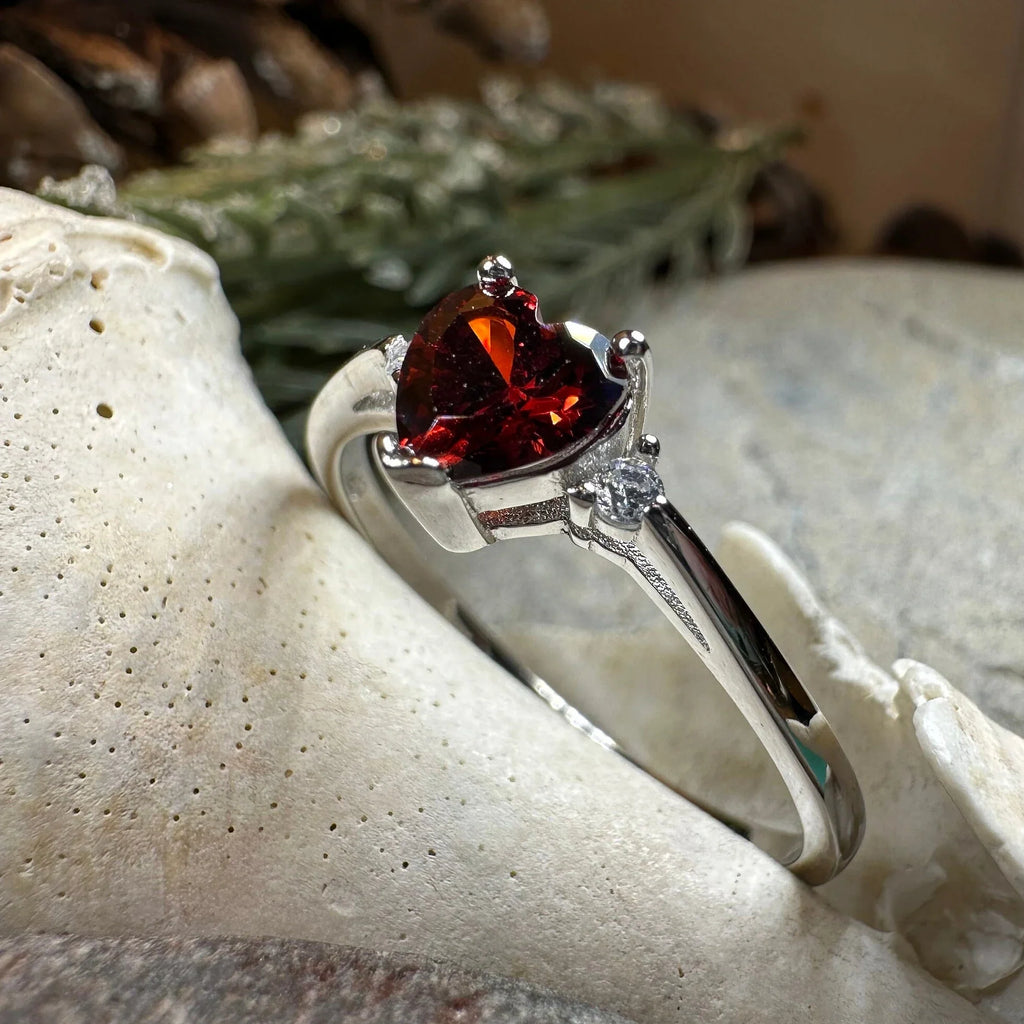 Garnet Love Heart Ring | Ring | Wiccan Center
