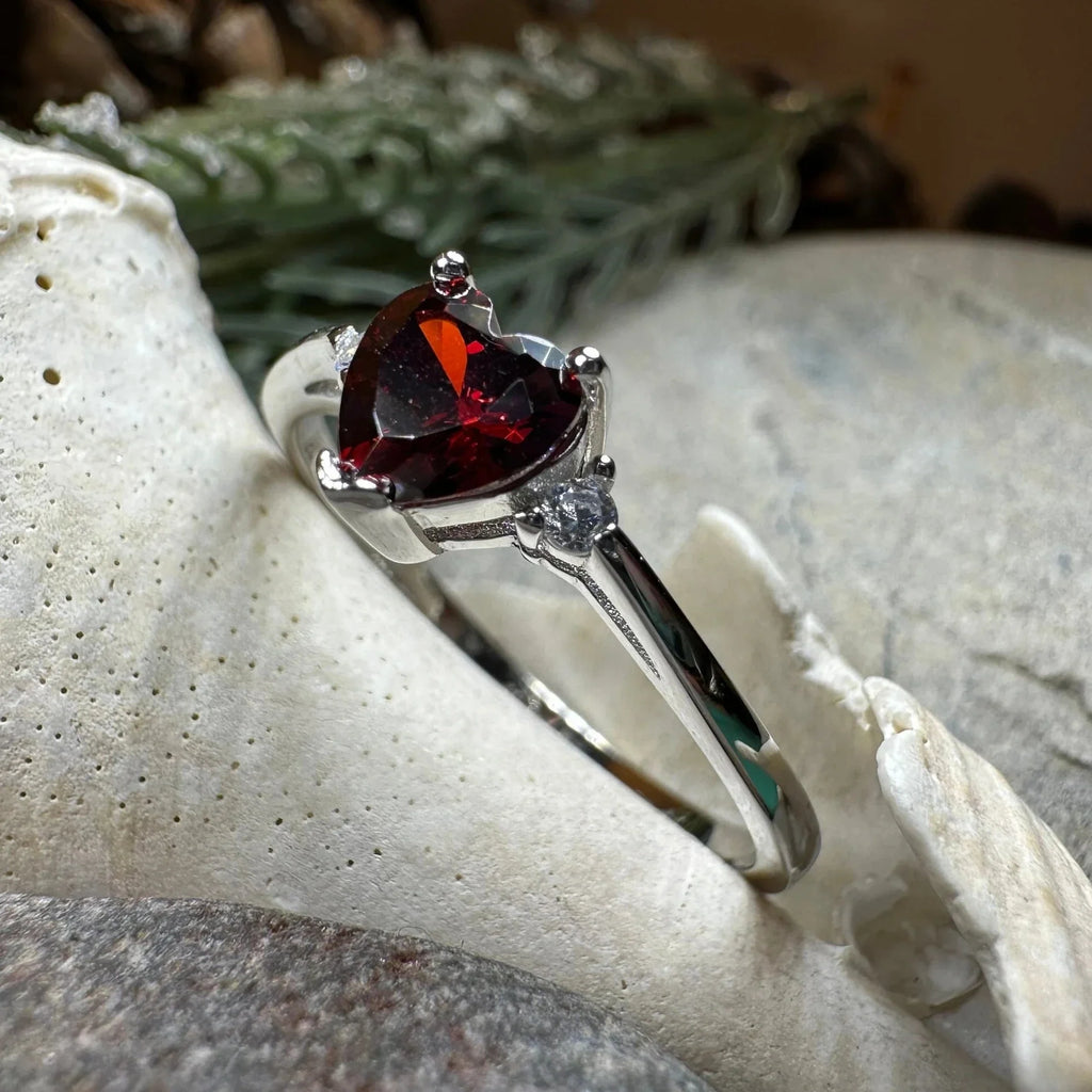 Garnet Love Heart Ring | Ring | Wiccan Center