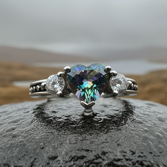 Mystic Topaz Heart Ring in Sterling Silver | Ring | Wiccan Center