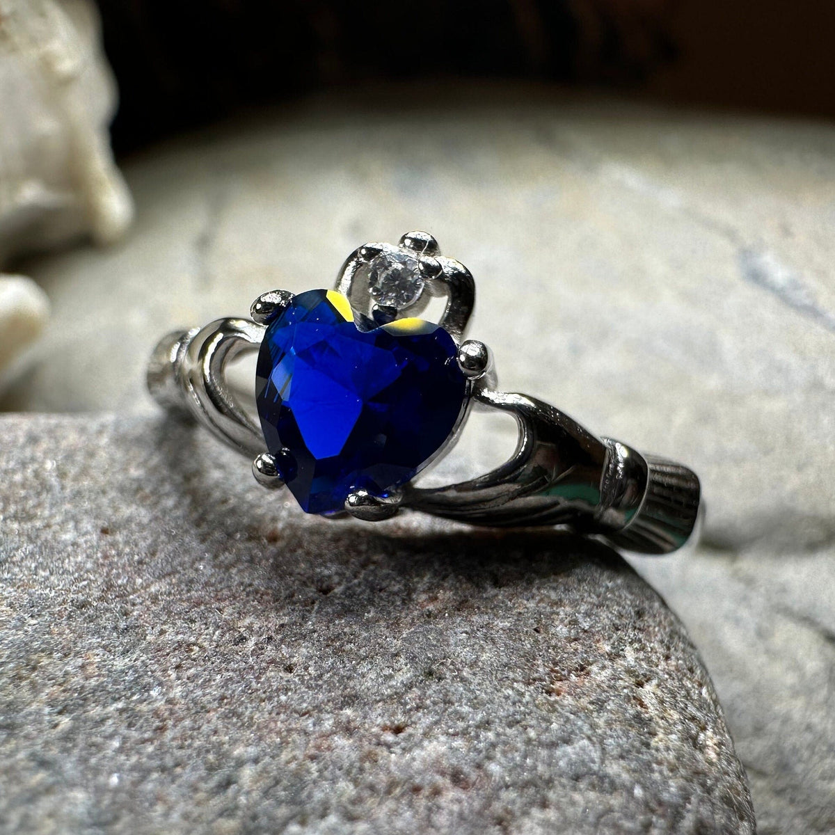 Sapphire Zirconia Claddagh Ring | Ring | Wiccan Center