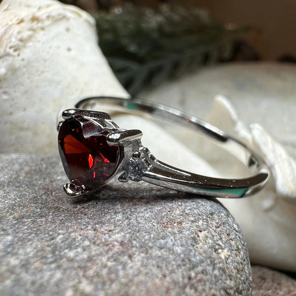 Garnet Love Heart Ring | Ring | Wiccan Center