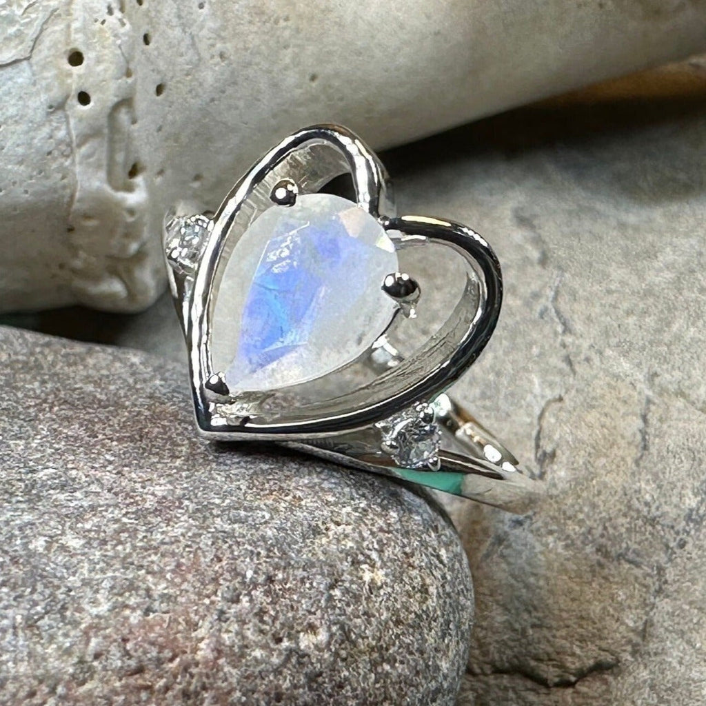 Wistful Moonstone Heart Ring in Sterling Silver | Ring | Wiccan Center