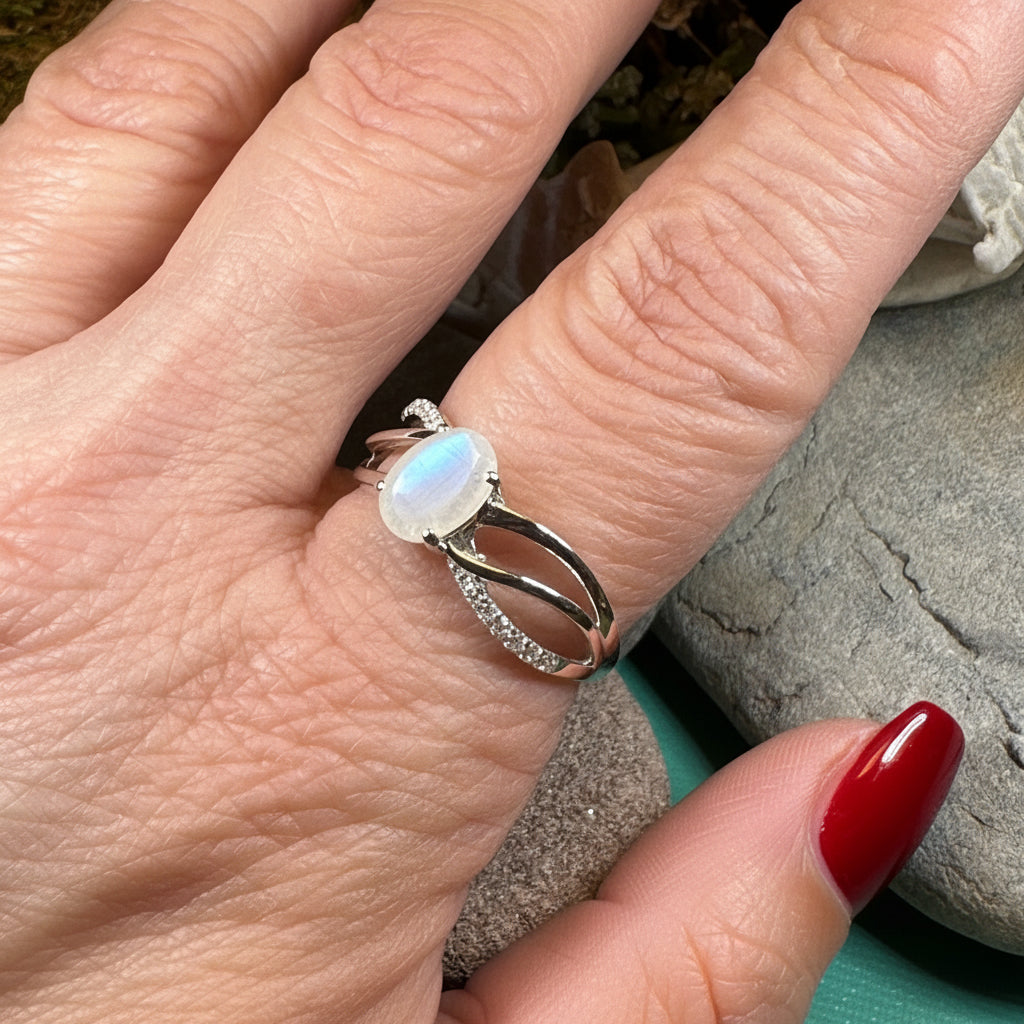 Snow Queen Moonstone Ring in Sterling Silver | Ring | Wiccan Center