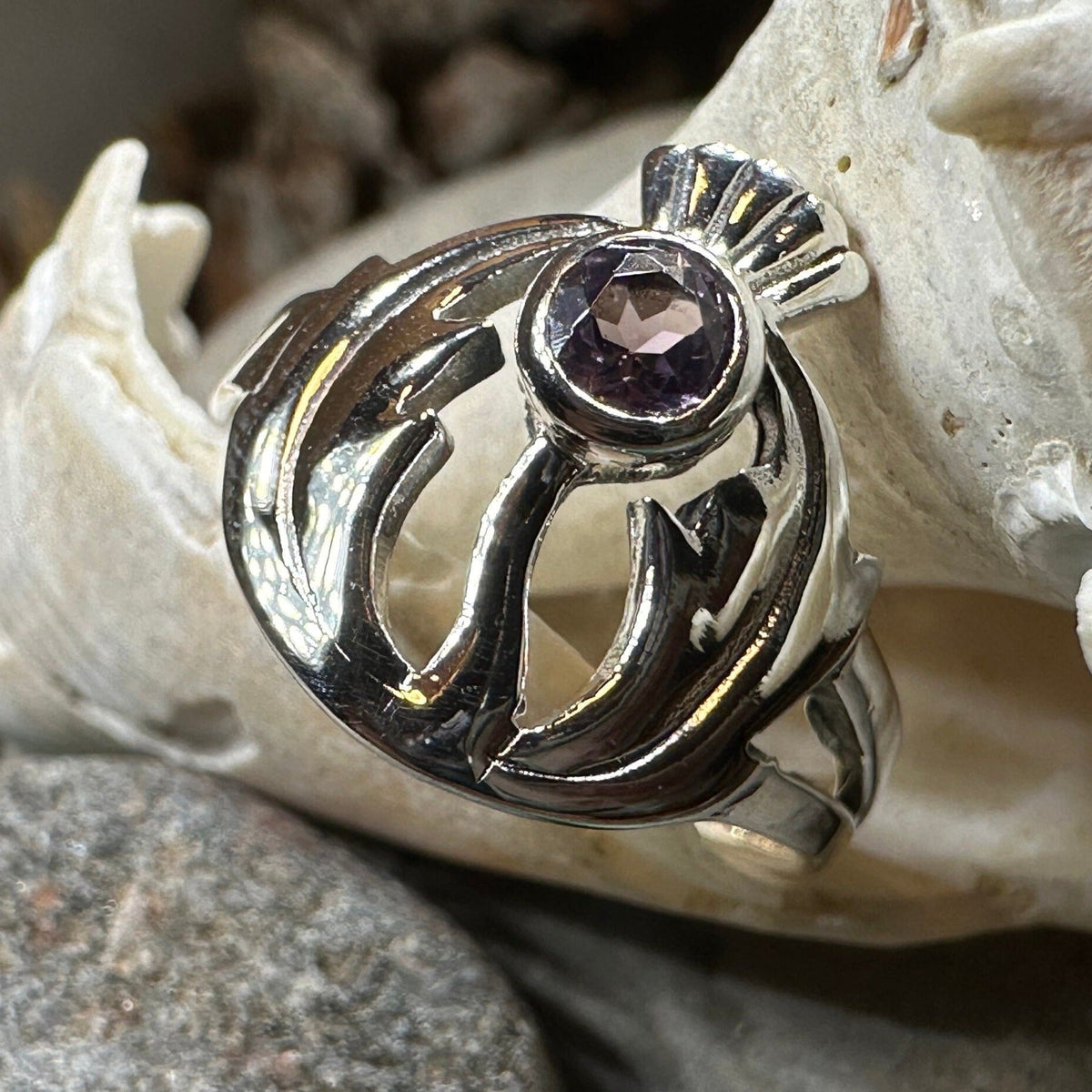 Averon Scottish Thistle Amethyst Ring | Ring | Wiccan Center