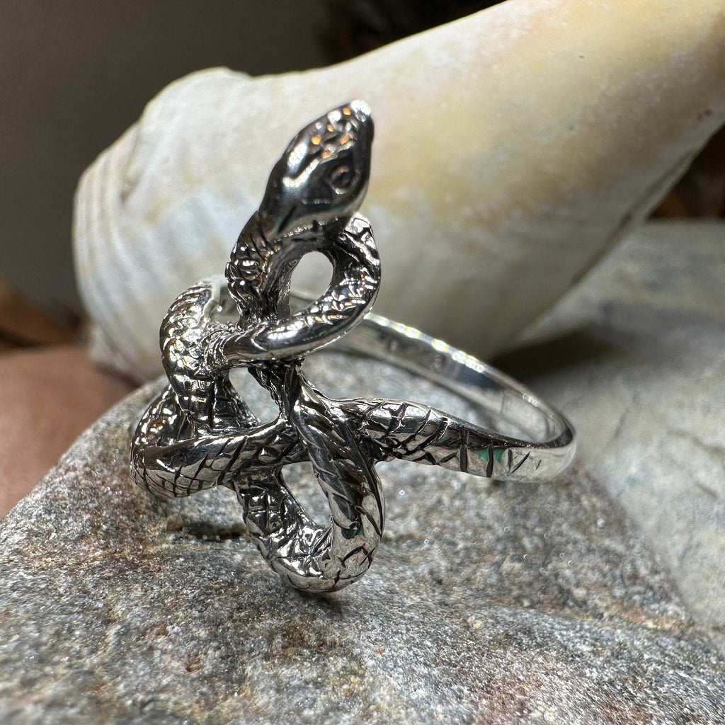 Crynoch Celtic Snake Ring in Sterling Silver | Ring | Wiccan Center