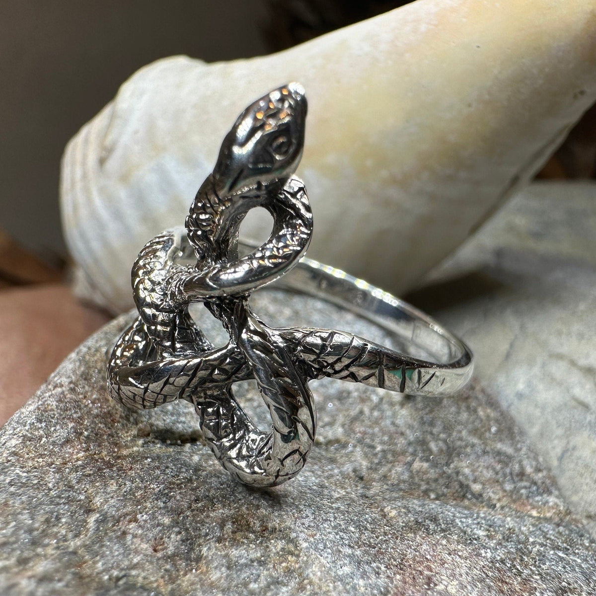 Crynoch Celtic Snake Ring in Sterling Silver | Ring | Wiccan Center
