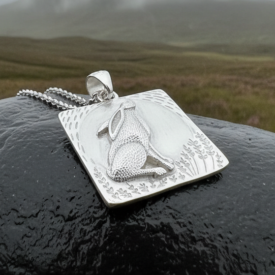 Lunar Dreamer Rabbit Necklace in Sterling Silver | Pendant | Wiccan Center