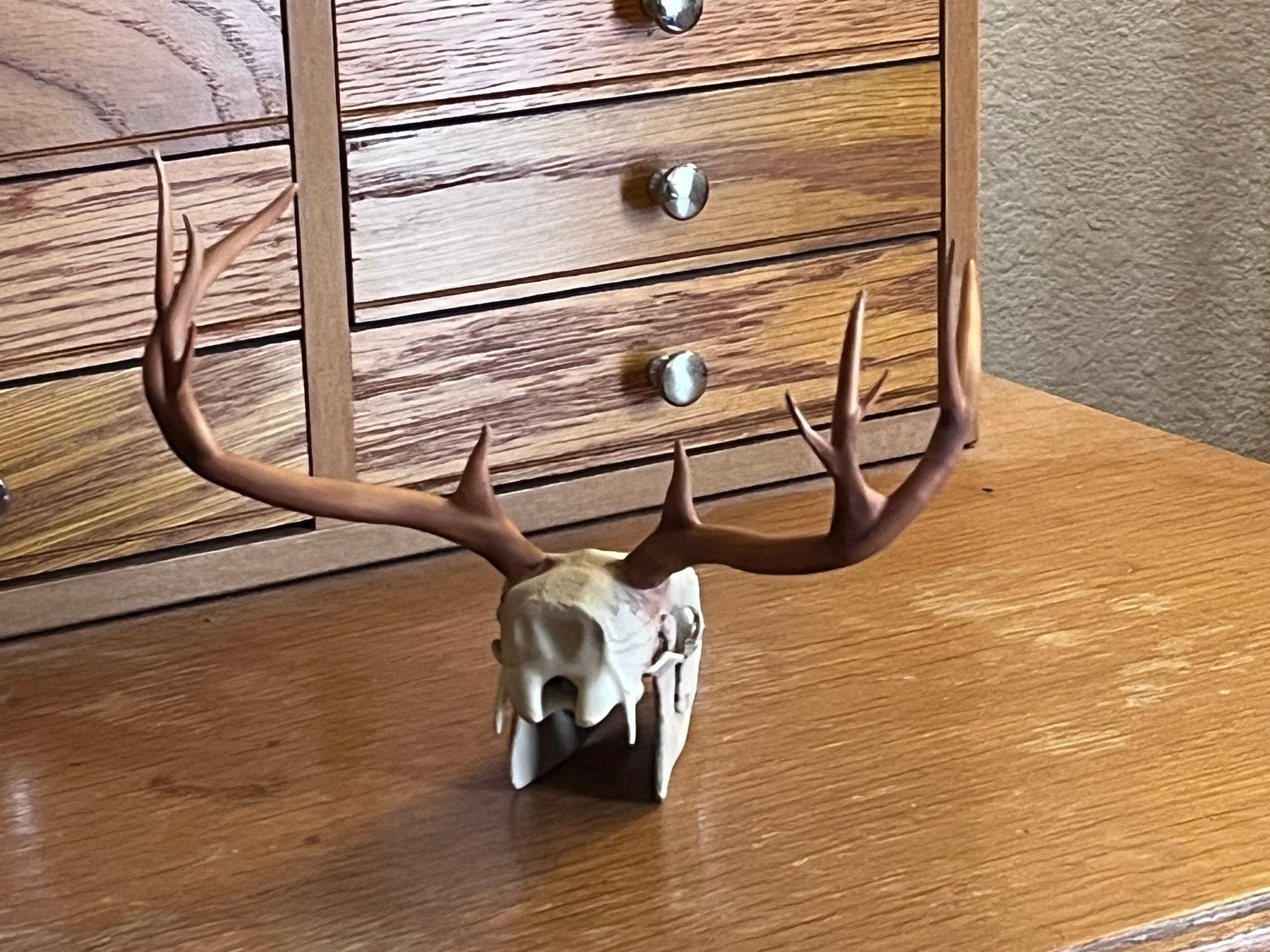 Hand Painted 3D Printed Deer Skull: Acrylic Enamel Decor | | Wiccan Center