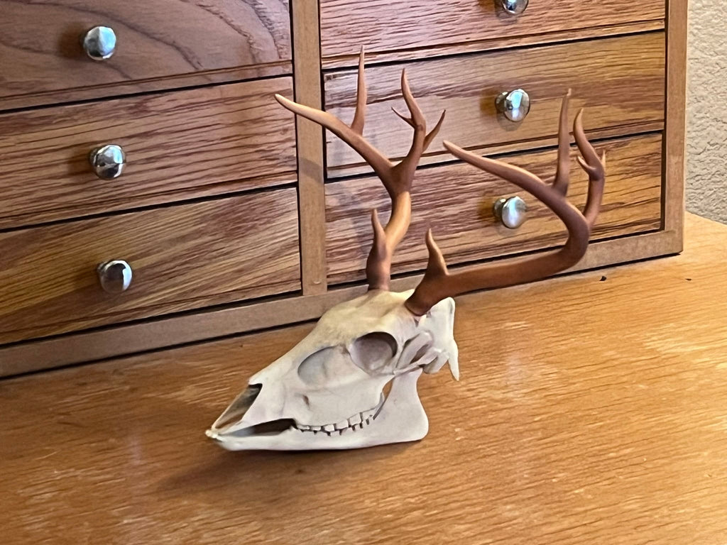 Hand Painted 3D Printed Deer Skull: Acrylic Enamel Decor | | Wiccan Center