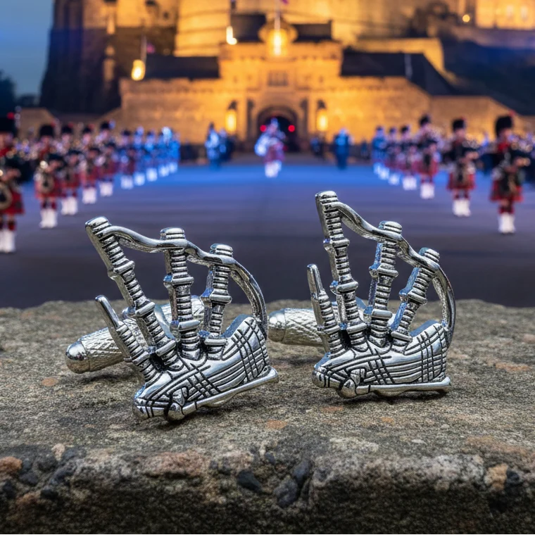 Highlander Bagpipes Cufflinks for Men | Cuff Links | Wiccan Center