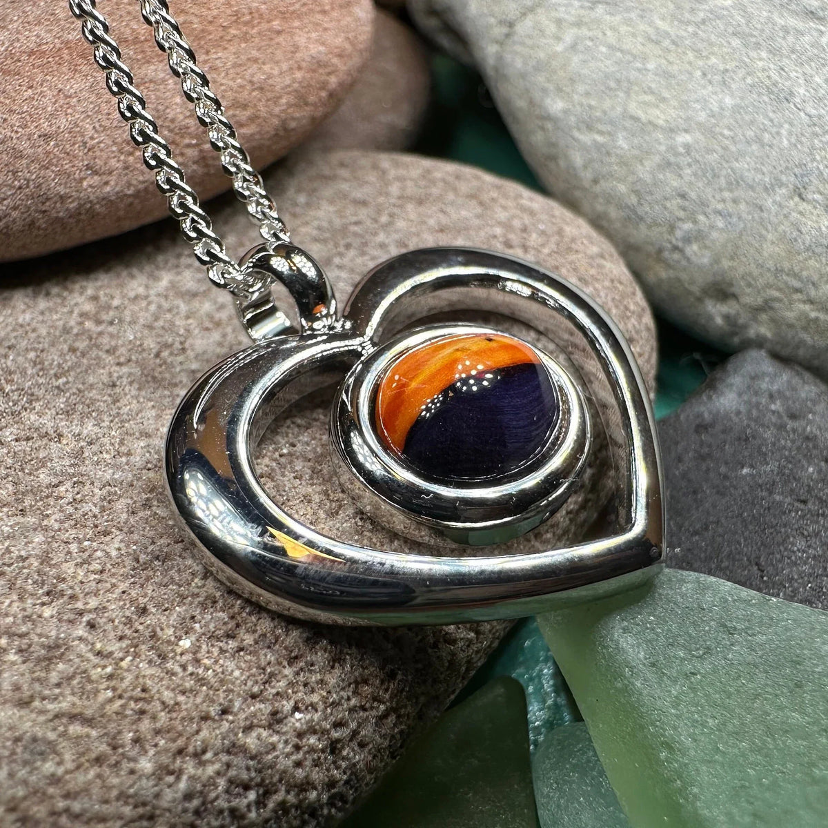 Heathergems Open Heart Necklace - Handmade in Scotland | Pendant | Wiccan Center