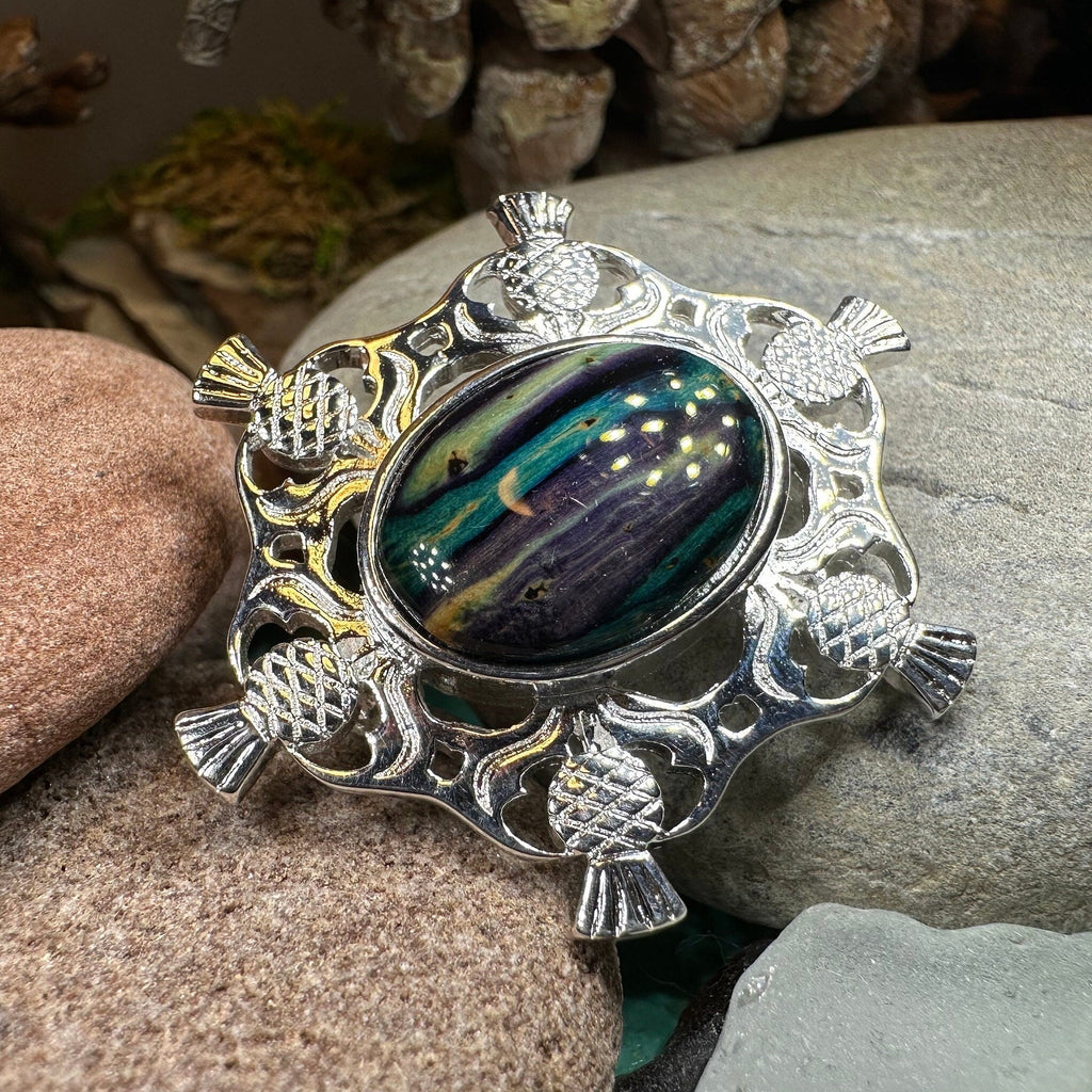 Heathergems Scottish Thistle Oval Brooch - Handmade in Scotland | Brooch | Wiccan Center