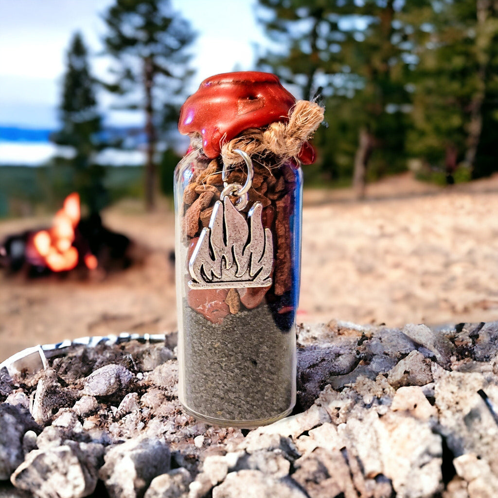 4 Elements Spell Jars Set: Altar Decor with Crystals & Charms
