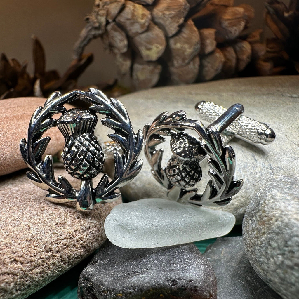 Scottish Thistle Wreath Cufflinks | Cuff Links | Wiccan Center