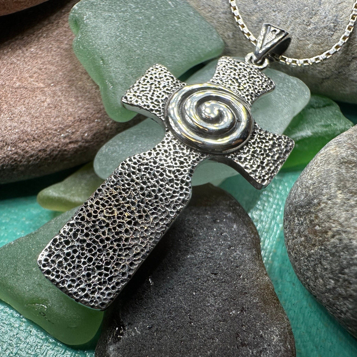 Newgrange Celtic Cross Necklace in Sterling Silver | Pendant | Wiccan Center