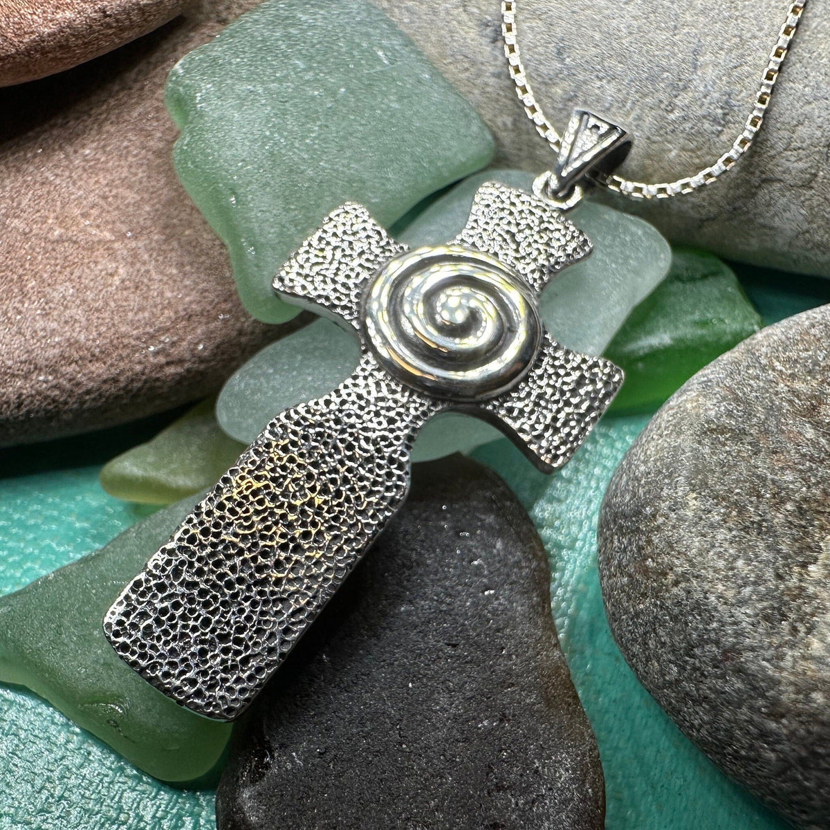 Newgrange Celtic Cross Necklace in Sterling Silver | Pendant | Wiccan Center