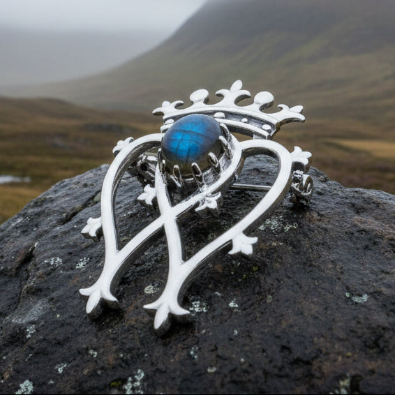Labradorite Scottish Luckenbooth Brooch in Sterling Silver | Brooch | Wiccan Center