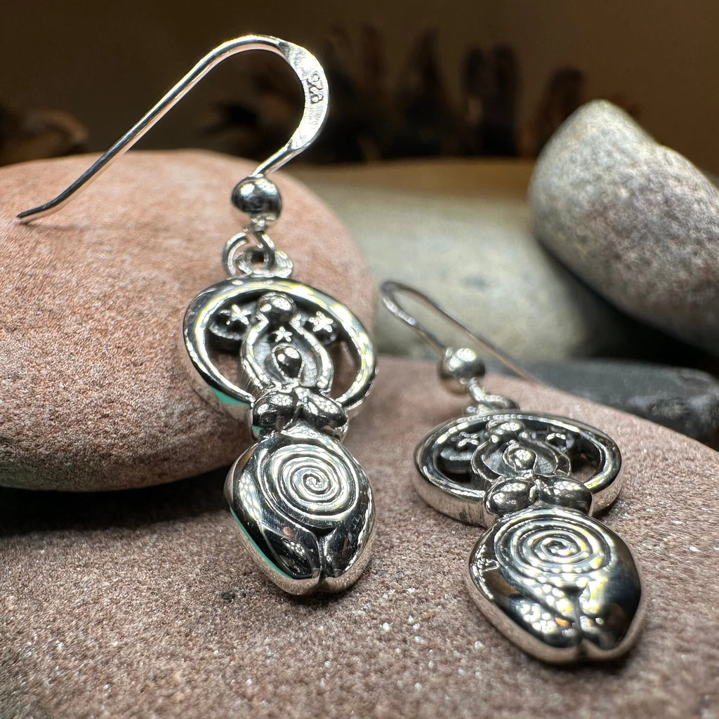 Moon Goddess Celtic Spiral Earrings in Sterling Silver | Dangle Earrings | Wiccan Center