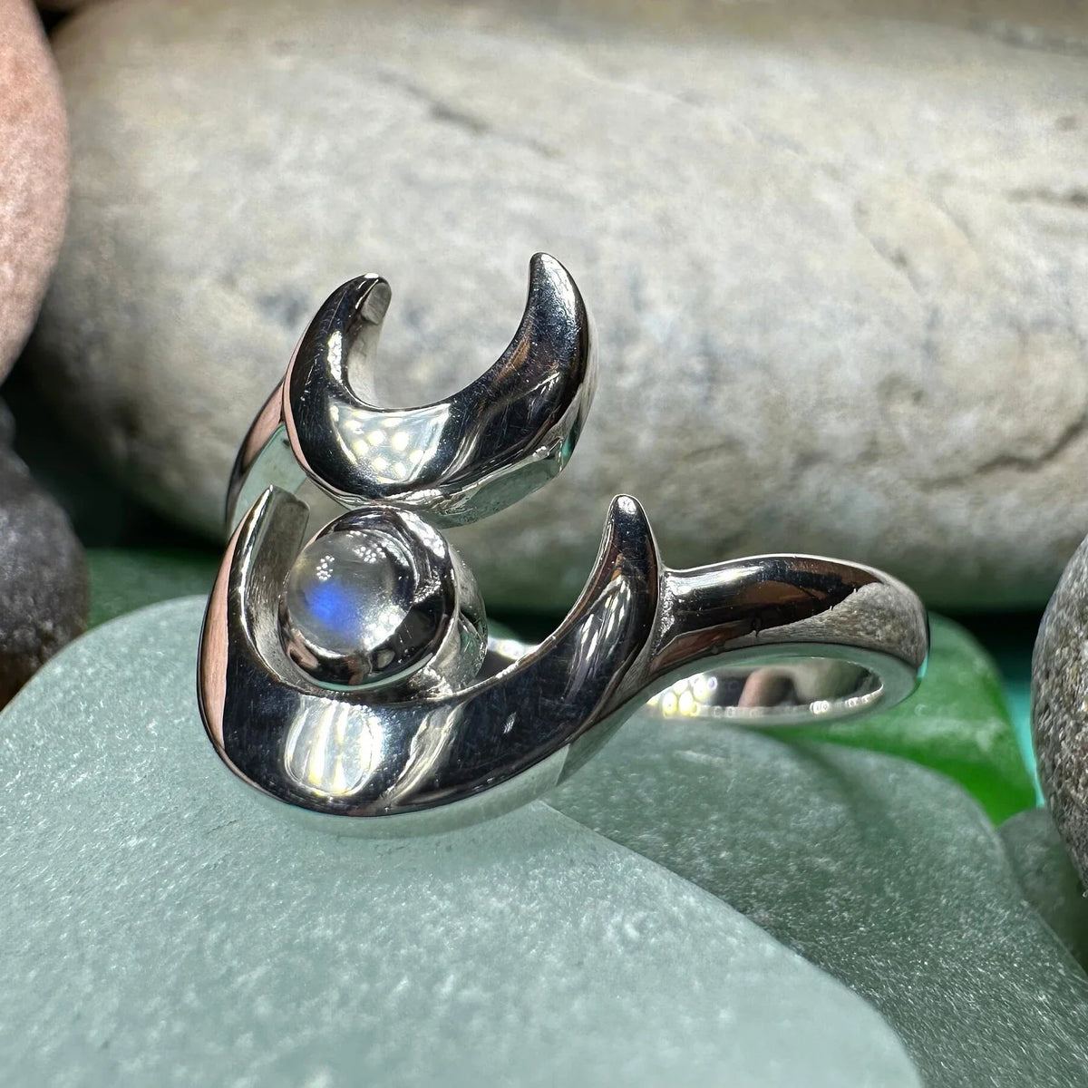 Double Crescent Moon Ring in Sterling Silver