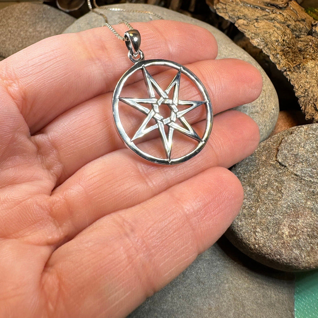 Seven Pointed Elven Star Necklace in Sterling Silver | Pendant | Wiccan Center