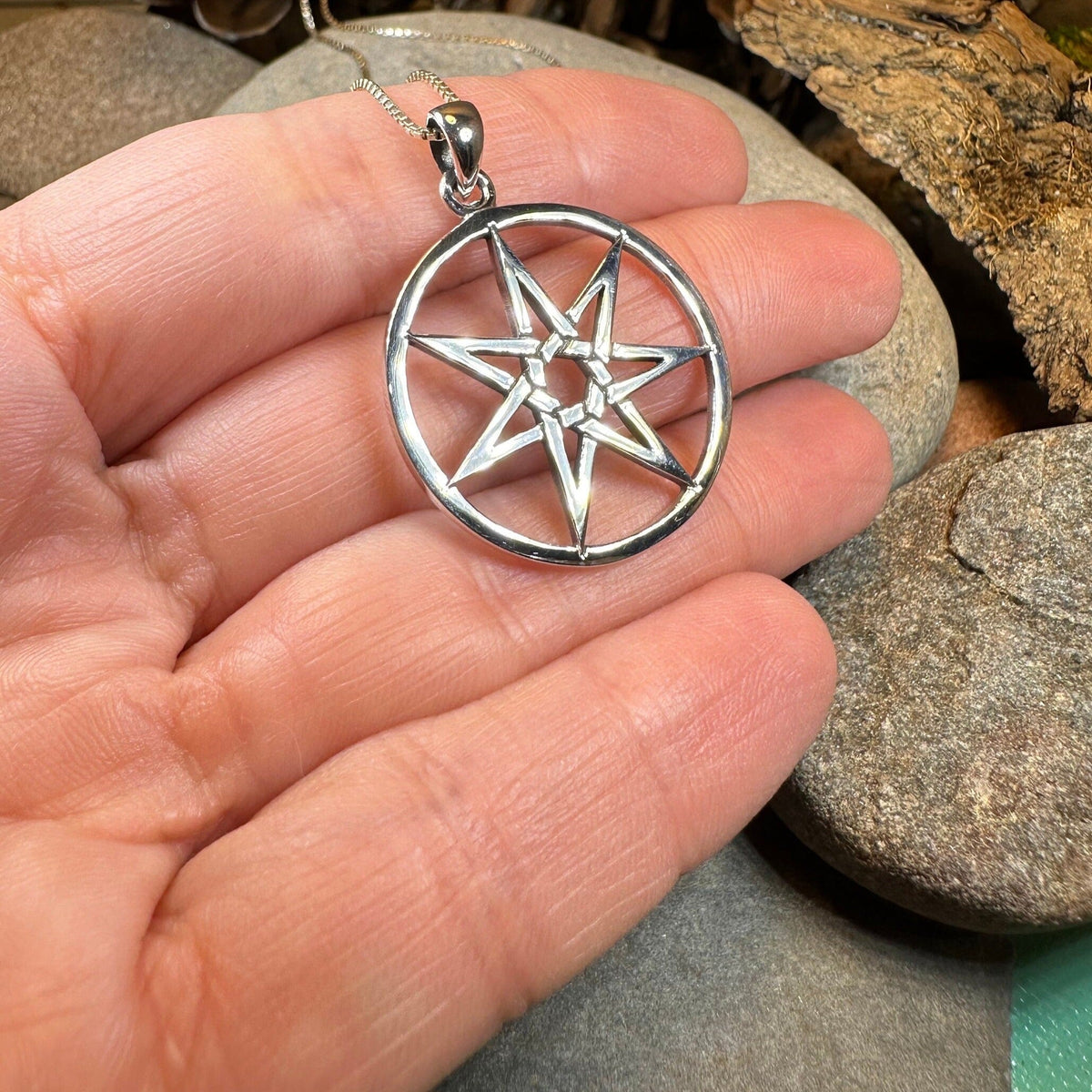 Seven Pointed Elven Star Necklace in Sterling Silver | Pendant | Wiccan Center