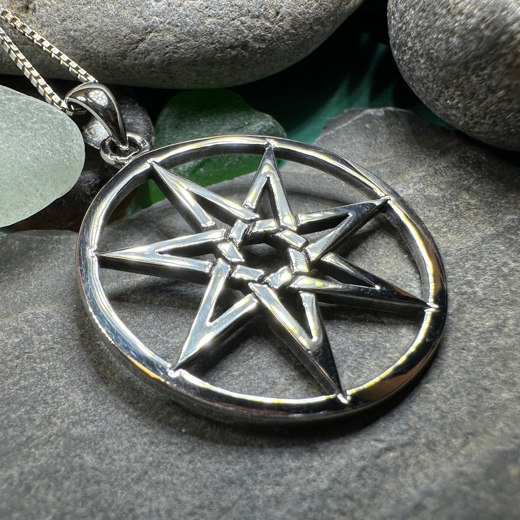 Seven Pointed Elven Star Necklace in Sterling Silver | Pendant | Wiccan Center