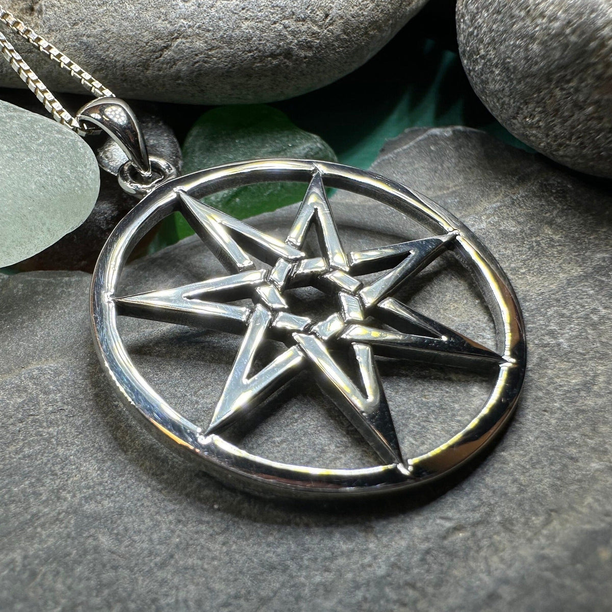 Seven Pointed Elven Star Necklace in Sterling Silver | Pendant | Wiccan Center