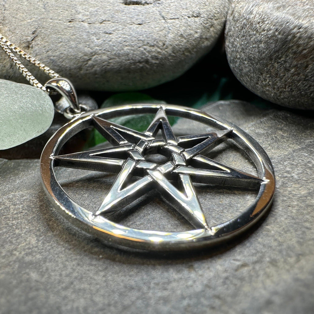 Seven Pointed Elven Star Necklace in Sterling Silver | Pendant | Wiccan Center