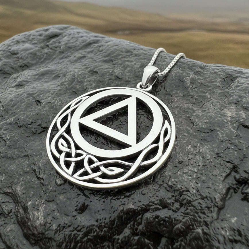 Celtic AA Sobriety Necklace in Sterling Silver | Pendant | Wiccan Center