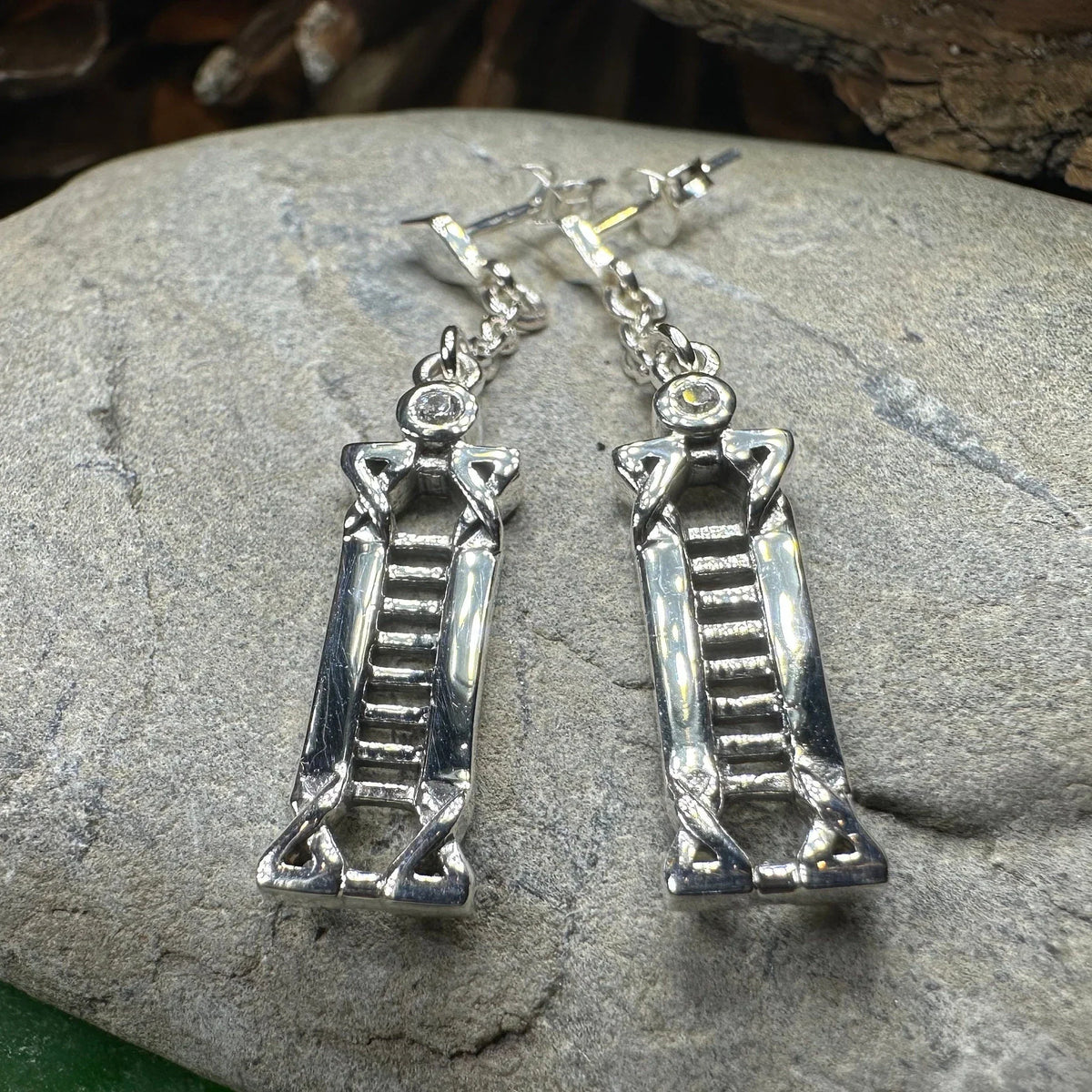 Calista MacKintosh Art Deco Earrings in Sterling Silver | Dangle Earrings | Wiccan Center
