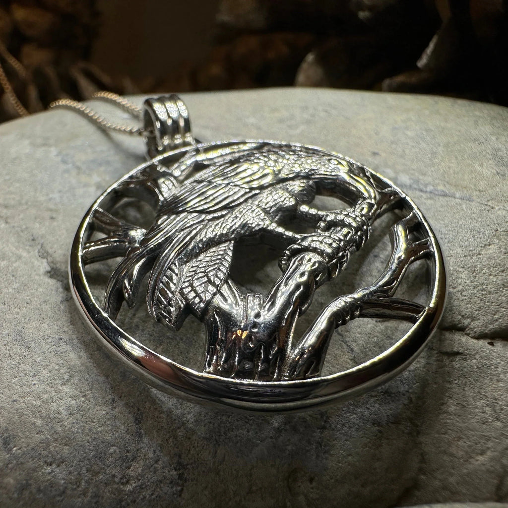 Orna Realistic Raven Necklace in Sterling Silver | Pendant | Wiccan Center