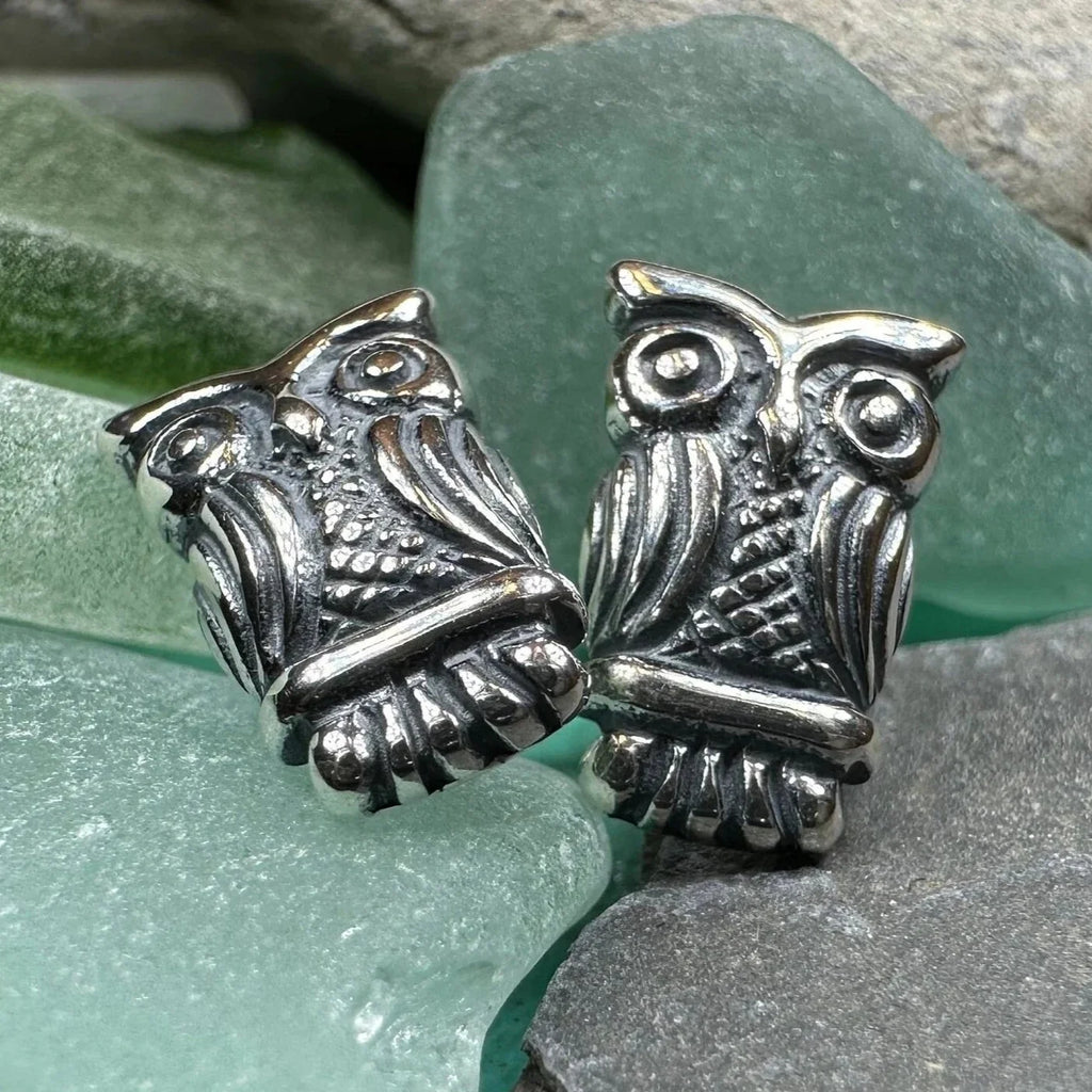 Silver Owl Stud Earrings | Post Earrings | Wiccan Center