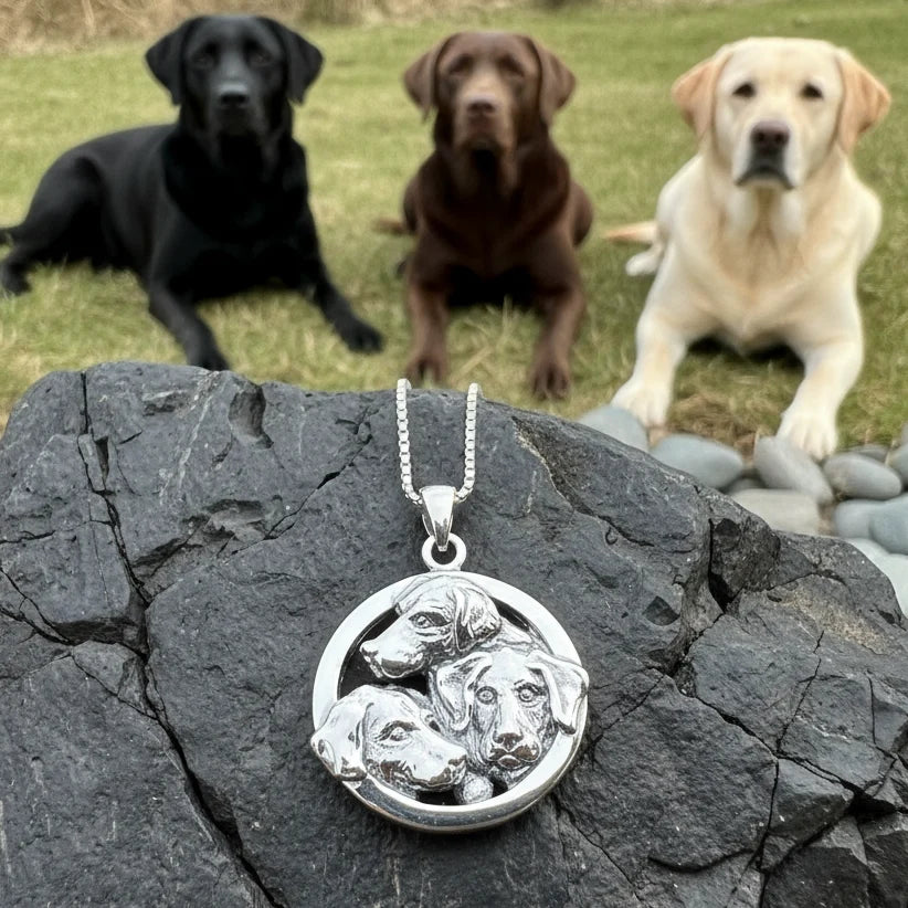 Lab Love Labrador Retriever Dog Necklace in Sterling Silver | Pendant | Wiccan Center