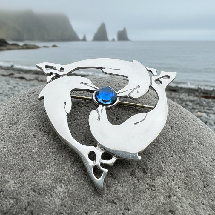 Celtic Dolphin Triskele Brooch - Handmade in Scotland | Brooch | Wiccan Center