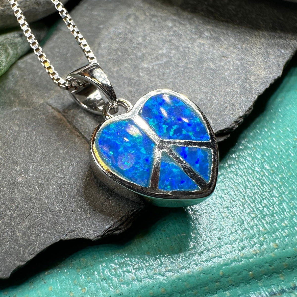 Peace Sign Opal Necklace in Sterling Silver | Pendant | Wiccan Center