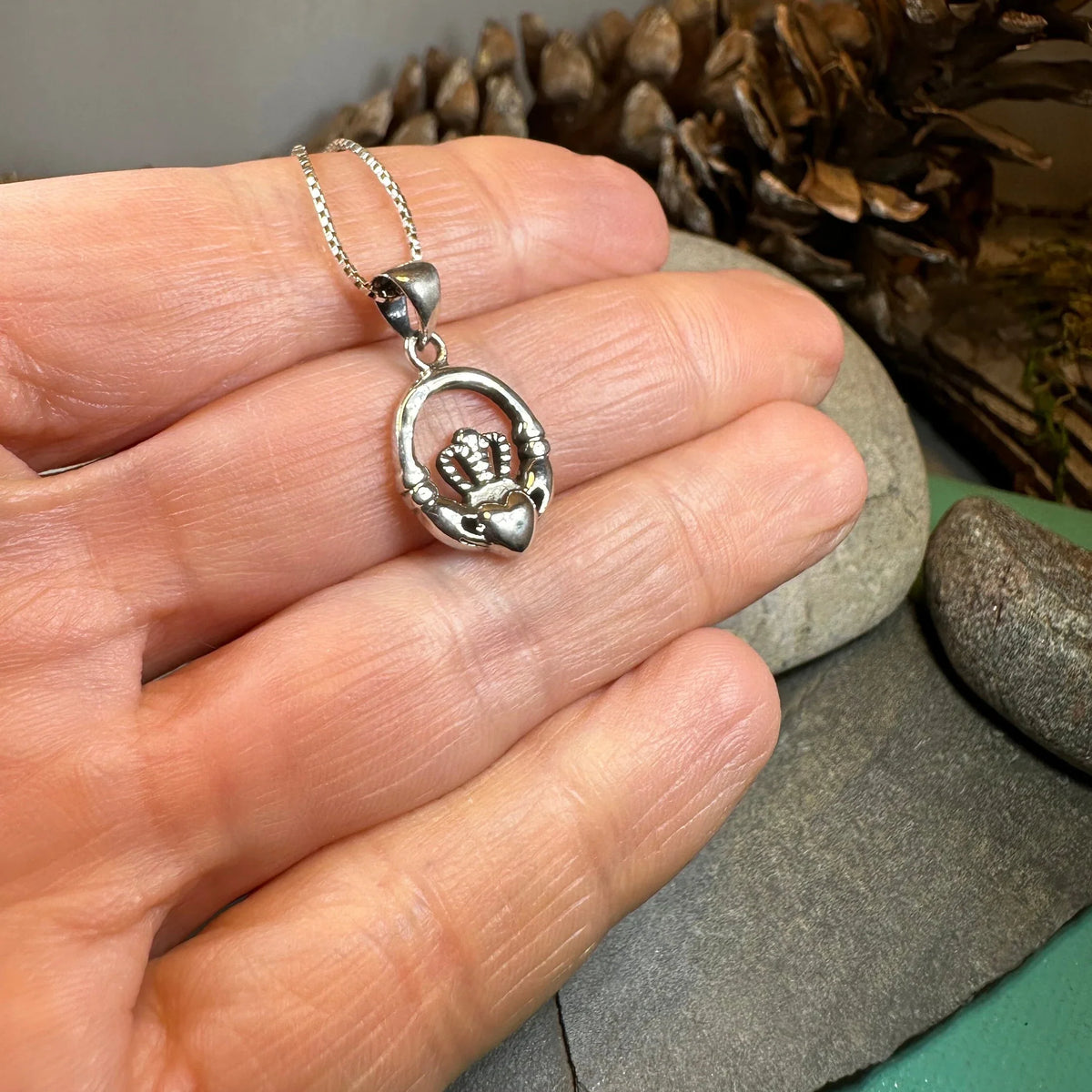Petite Claddagh Silver Necklace | Pendant | Wiccan Center