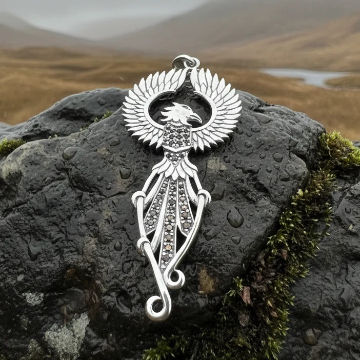 Leigheas Phoenix Necklace in Sterling Silver | Pendant | Wiccan Center