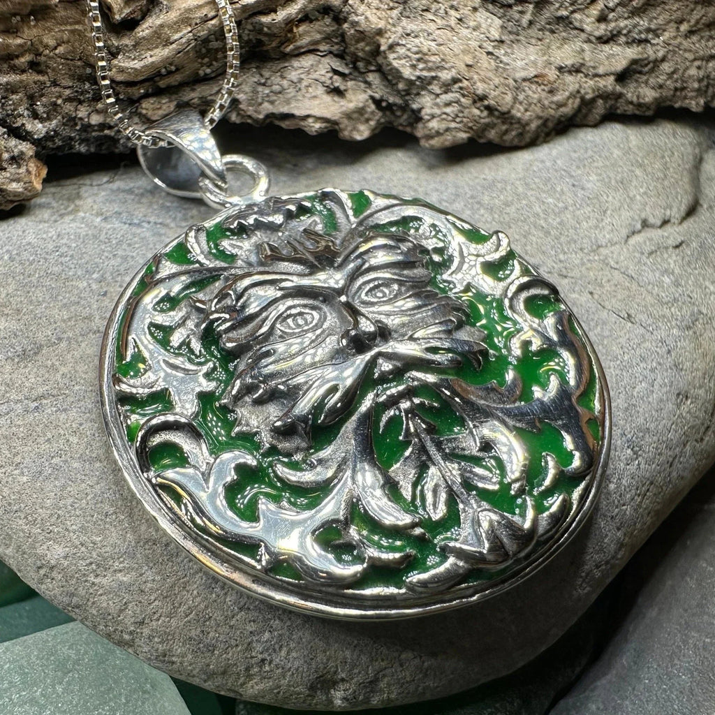 Black Forest Green Man Necklace in Sterling Silver | Pendant | Wiccan Center