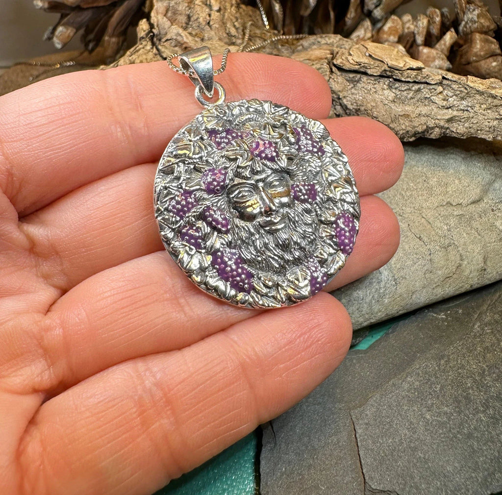 Wine God Bacchus Necklace in Sterling Silver | Pendant | Wiccan Center