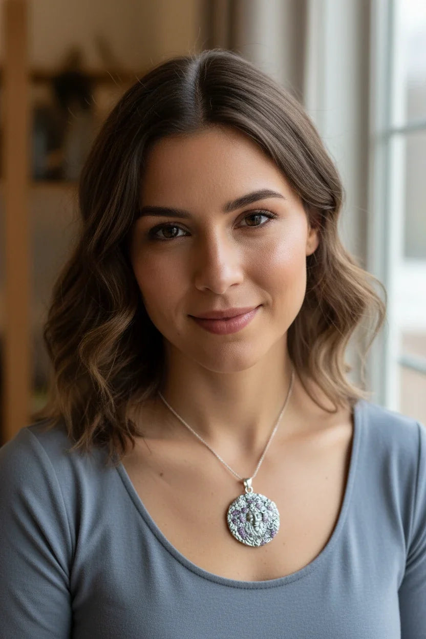 Wine God Bacchus Necklace in Sterling Silver