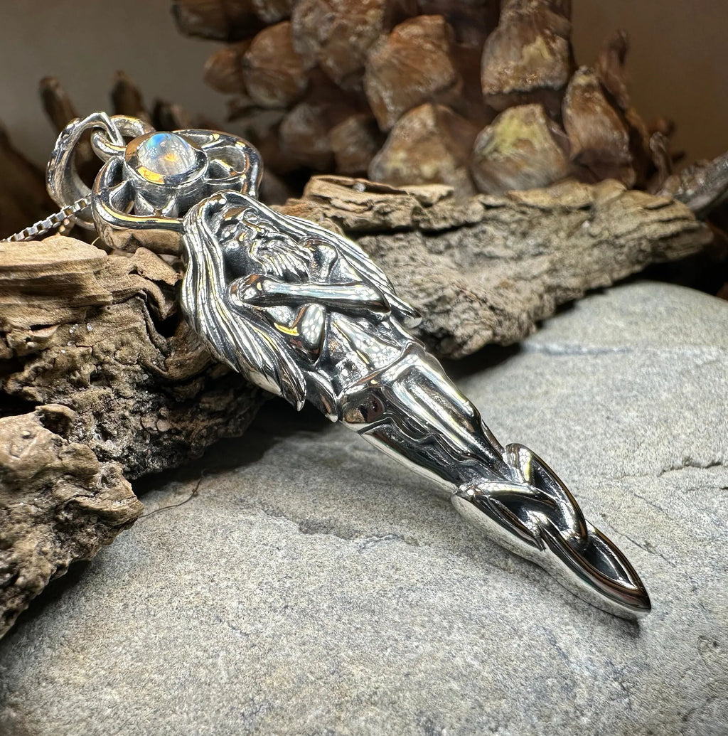 Cernunnos Moonstone Necklace in Sterling Silver | Pendant | Wiccan Center