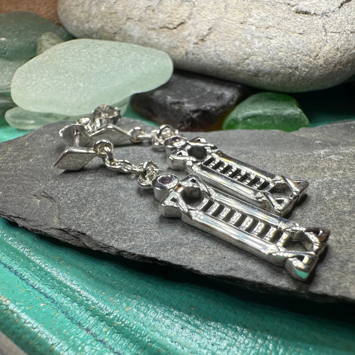 Calista MacKintosh Art Deco Earrings in Sterling Silver | Dangle Earrings | Wiccan Center