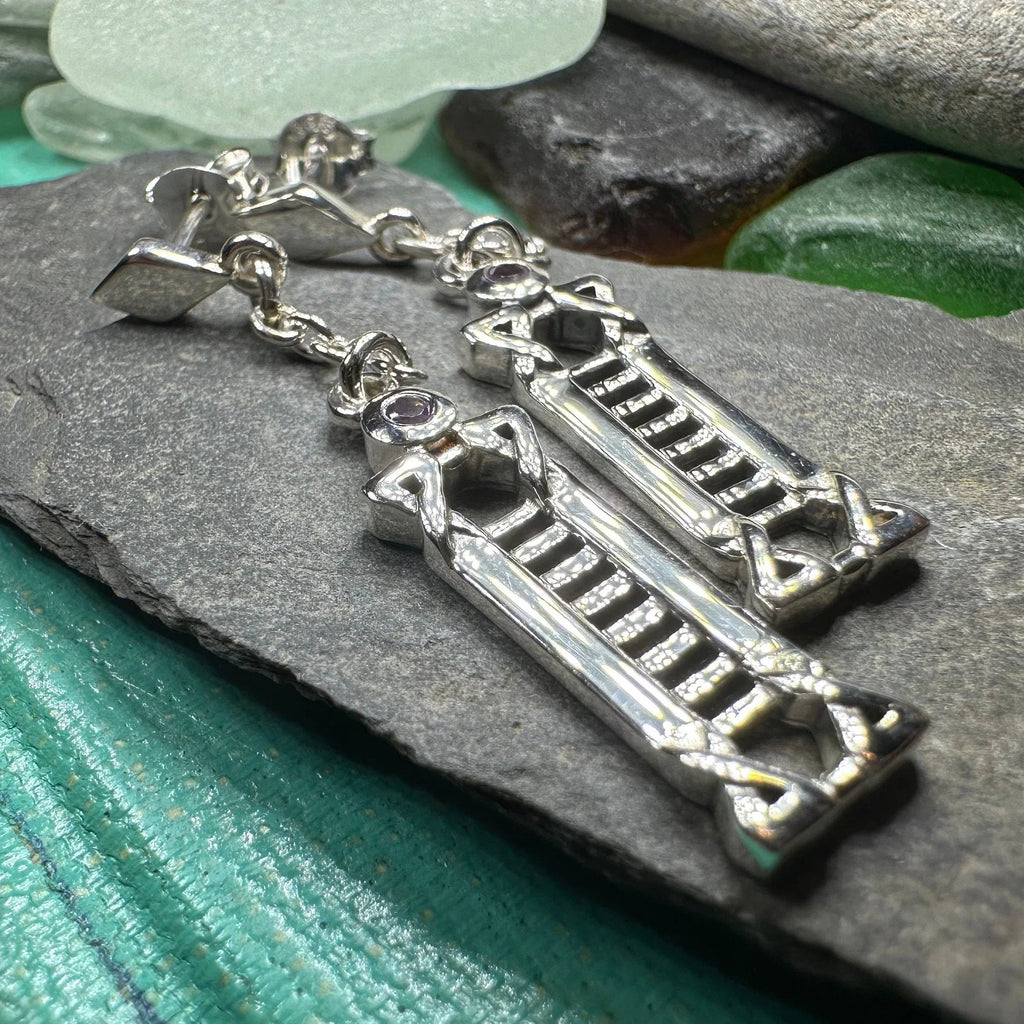 Calista MacKintosh Art Deco Earrings in Sterling Silver | Dangle Earrings | Wiccan Center