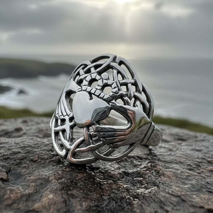 Irish Lace Claddagh Ring in Sterling Silver | Ring | Wiccan Center