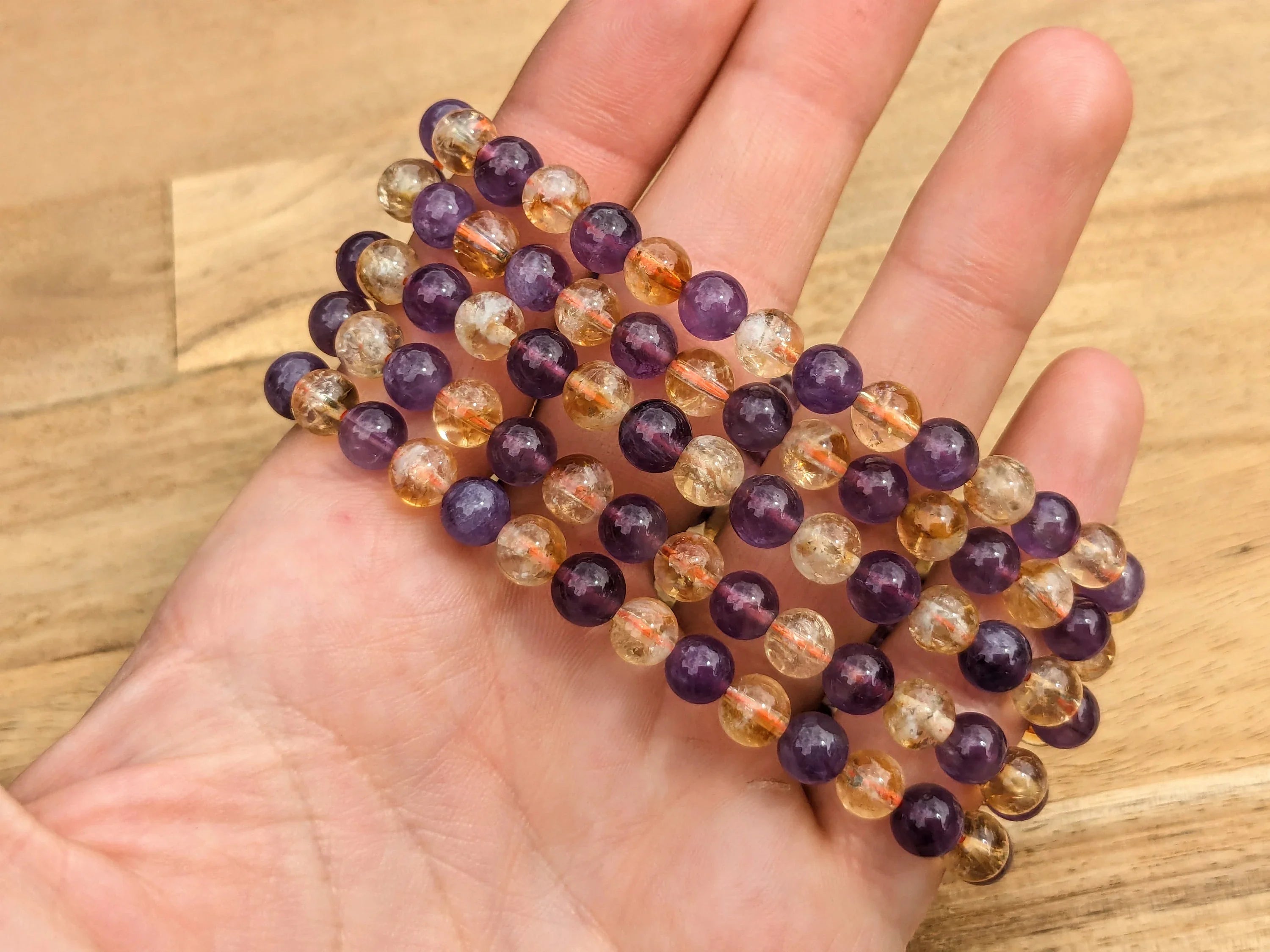 High Grade Ametrine Stretch Bracelets - Citrine and Amethyst Beaded Bracelets | | Wiccan Center
