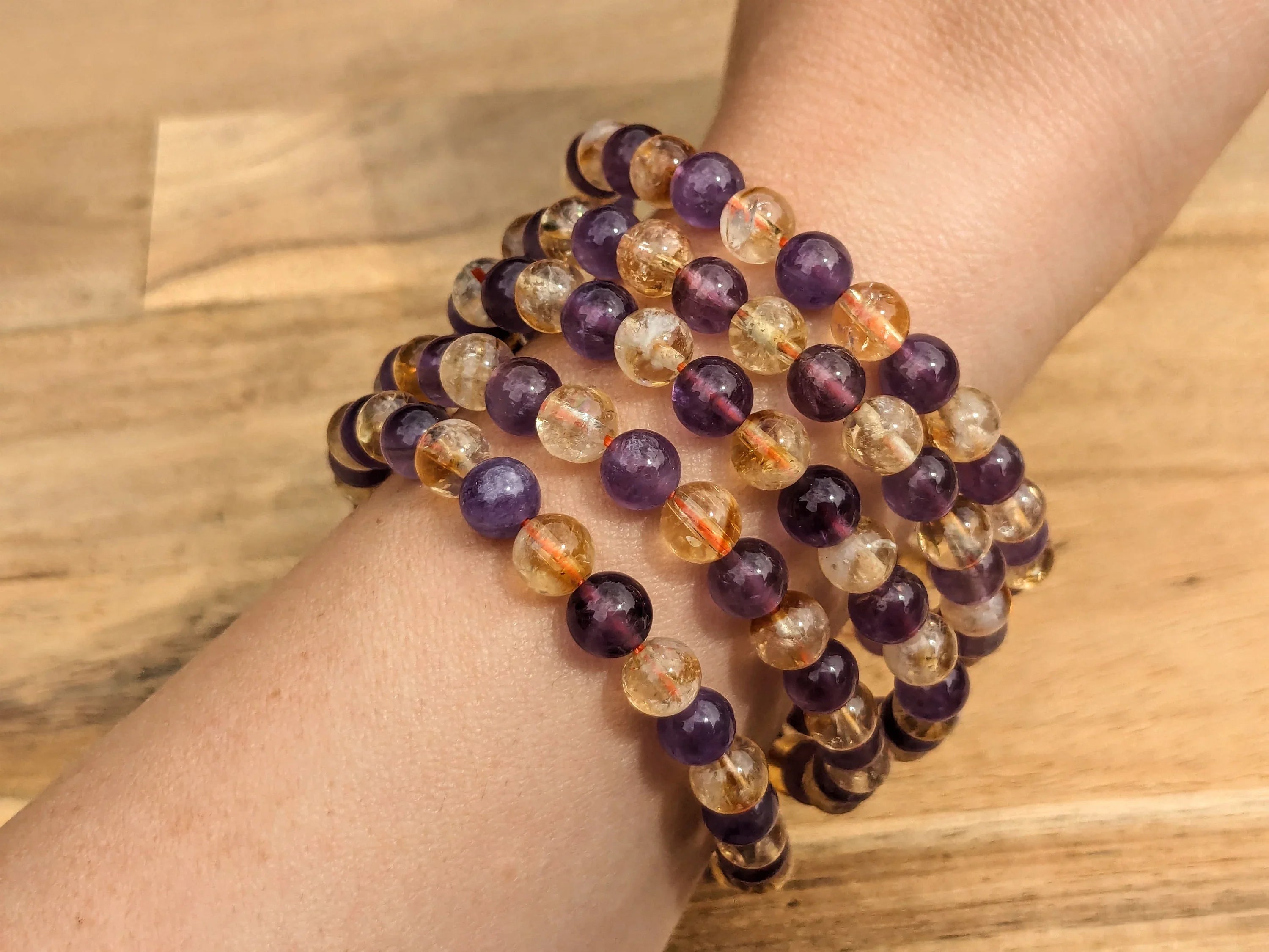 High Grade Ametrine Stretch Bracelets - Citrine and Amethyst Beaded Bracelets | | Wiccan Center