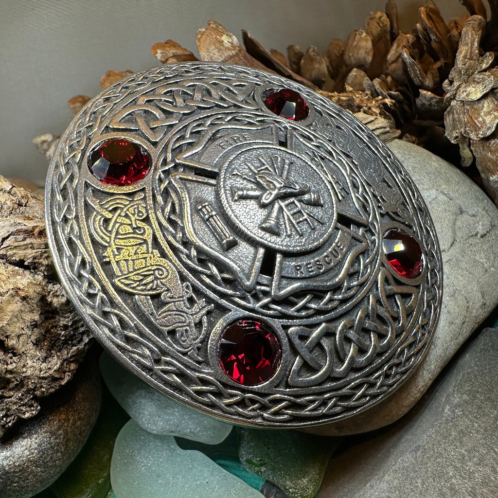 Celtic Fireman Tartan Pin - Handmade in Scotland | Brooch | Wiccan Center