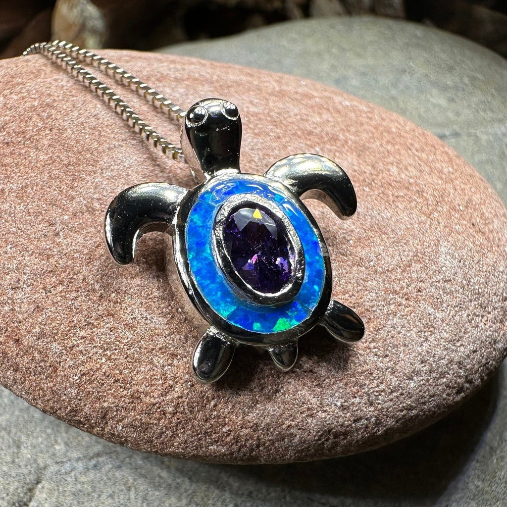 Deep Blue Opal Turtle Necklace | Pendant | Wiccan Center